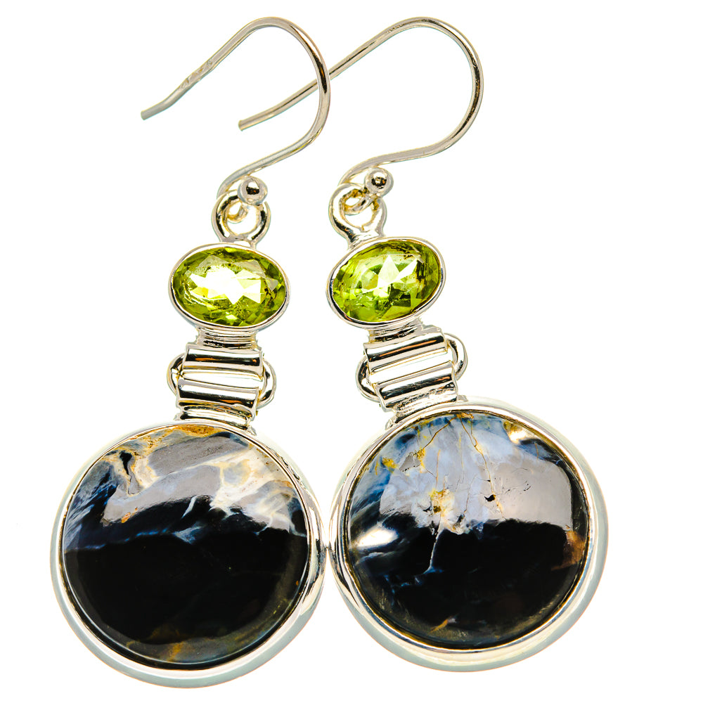Pietersite, Peridot Earrings 1 3/4"  (925 Sterling Silver) EARR431648