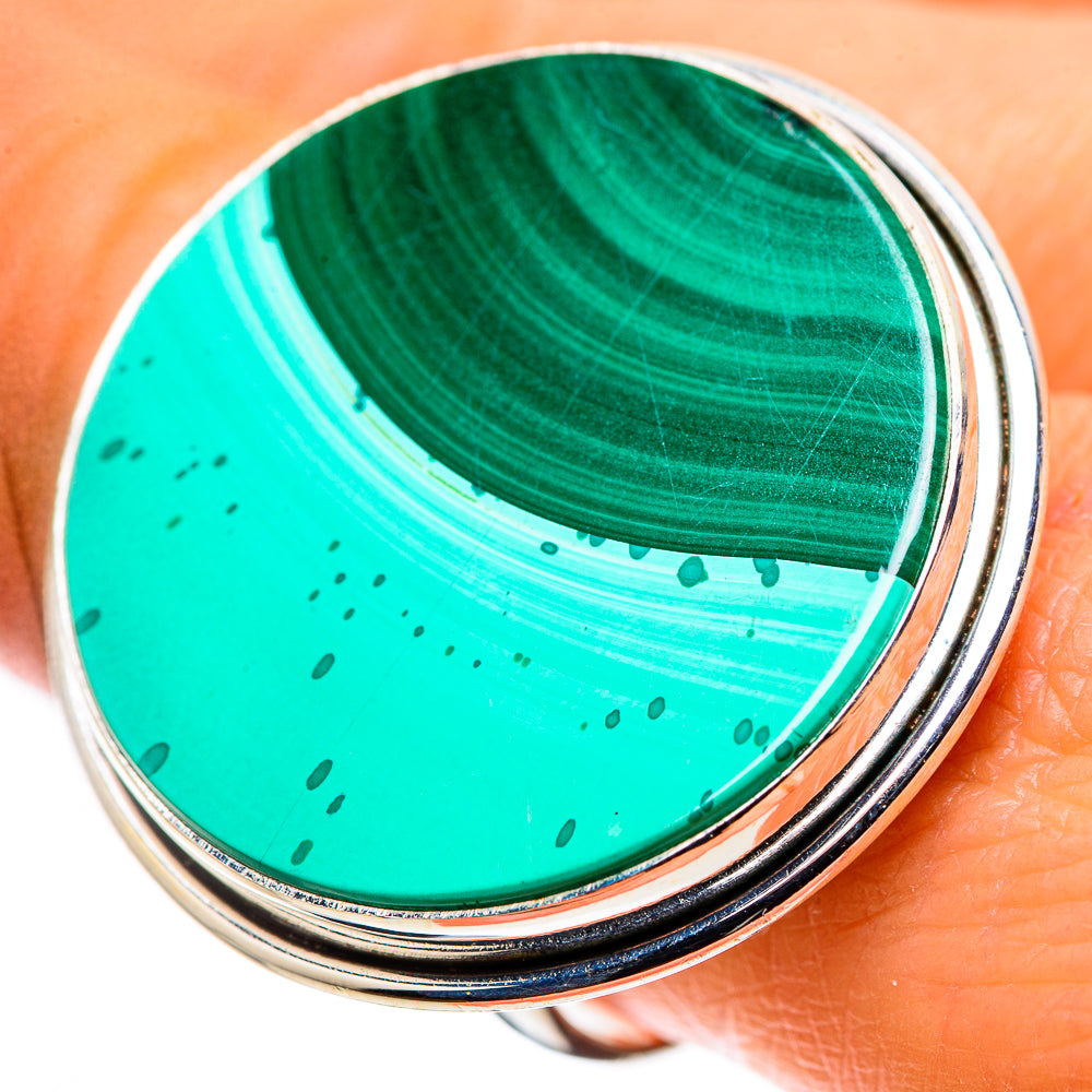 Huge Malachite Ring Size 9 (925 Sterling Silver) RING136140