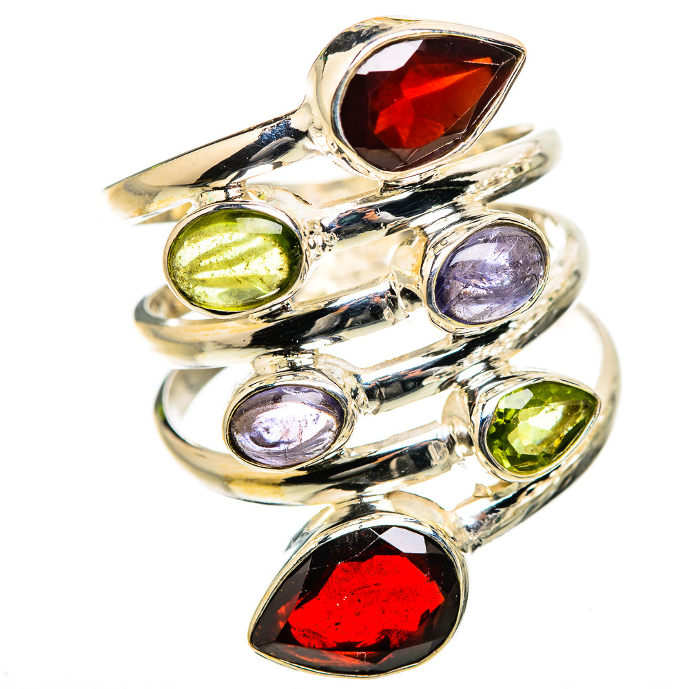 Large Garnet, Tanzanite, Peridot Ring Size 10 (925 Sterling Silver) RING135544