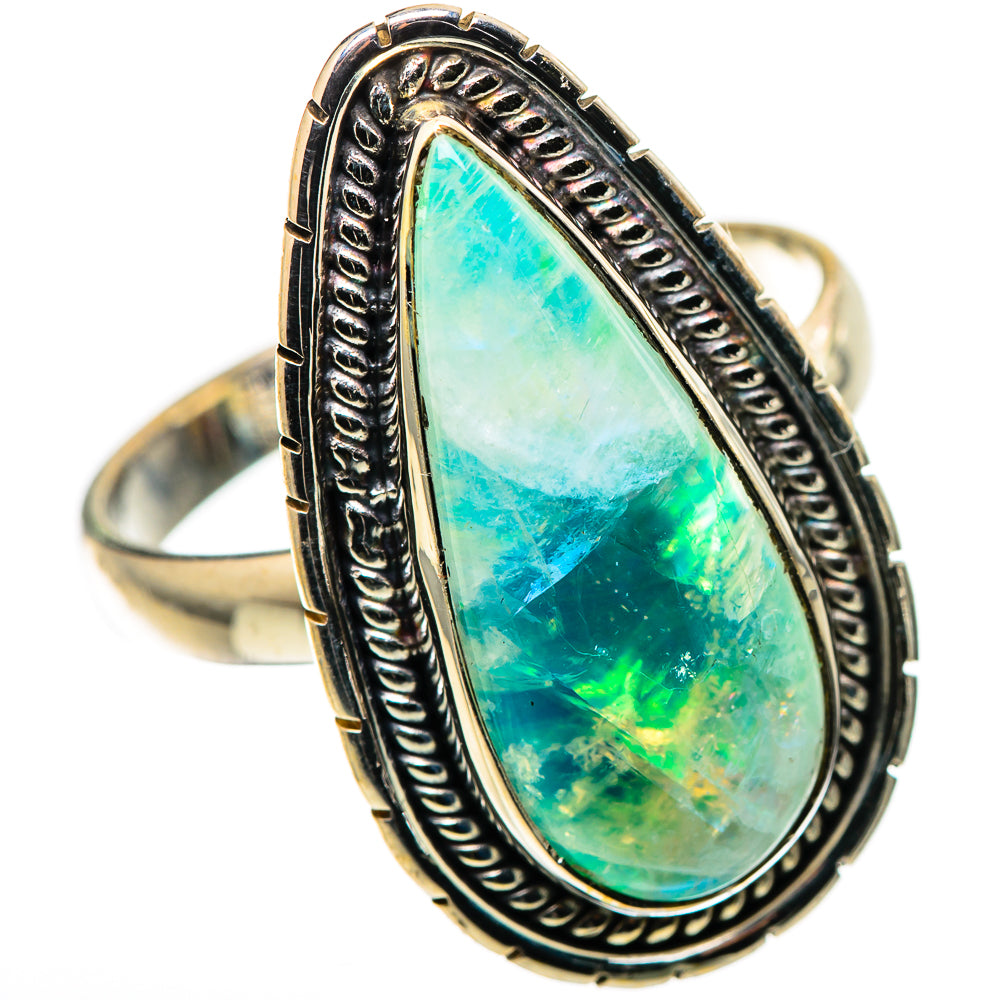 Large Green Moonstone Ring Size 10.75 (925 Sterling Silver) RING136191