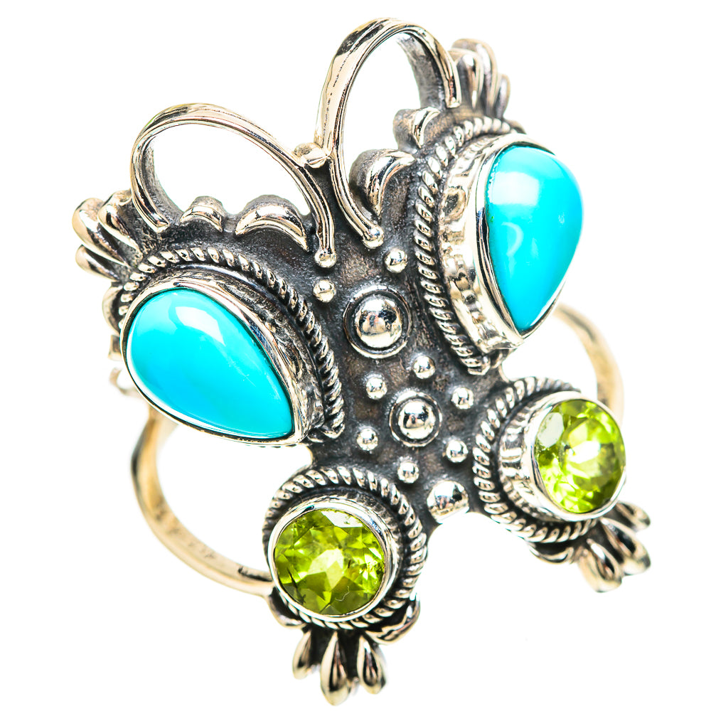 Large Sleeping Beauty Turquoise, Peridot Ring Size 10.75 (925 Sterling Silver) RING137133
