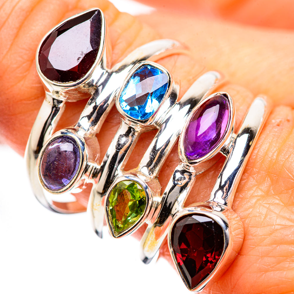 Large Garnet, Amethyst, Tanzanite, Blue Topaz, Peridot Ring Size 9.5 (925 Sterling Silver) RING135573