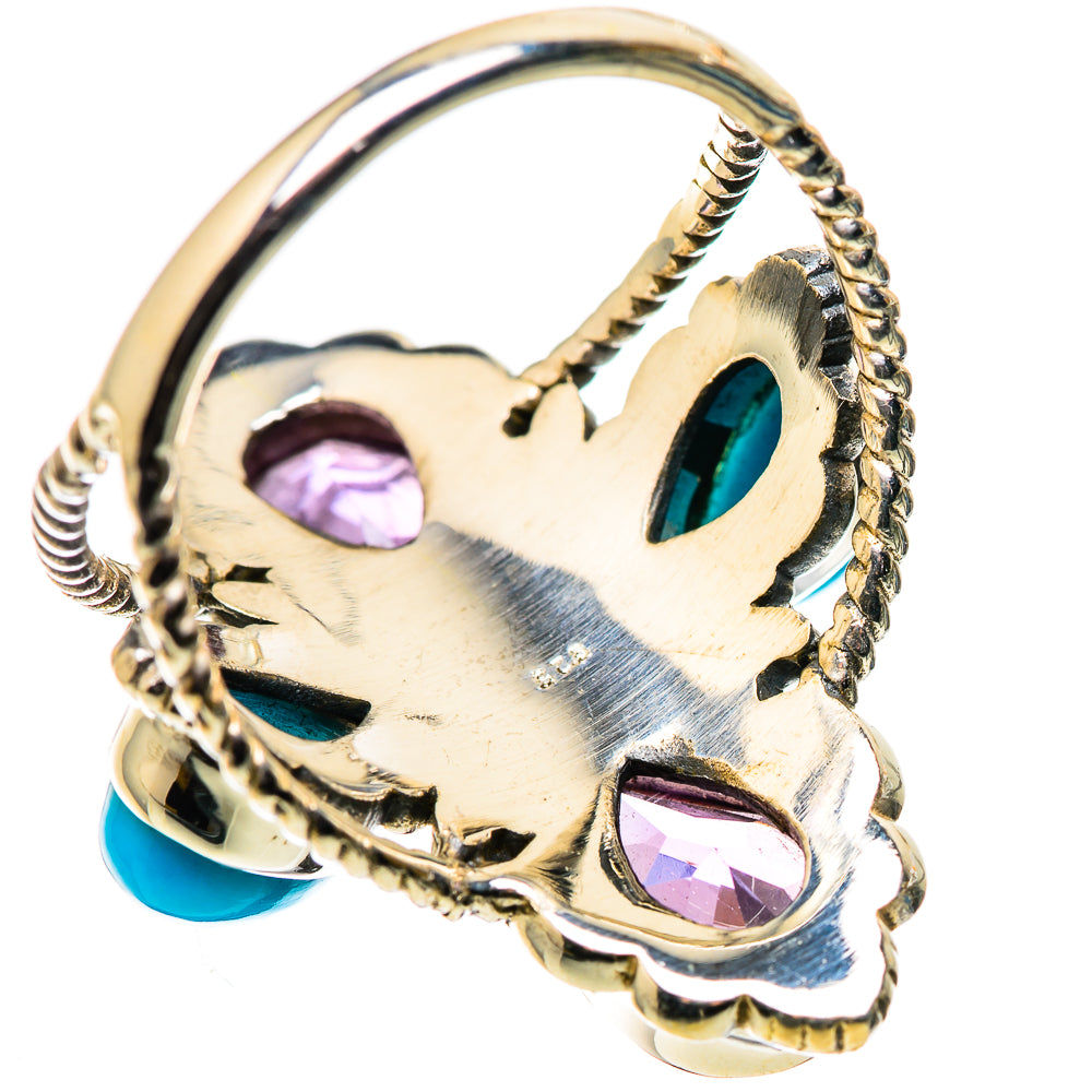 Large Faceted Amethyst, Sleeping Beauty Turquoise Ring Size 9.25 (925 Sterling Silver) RING136171