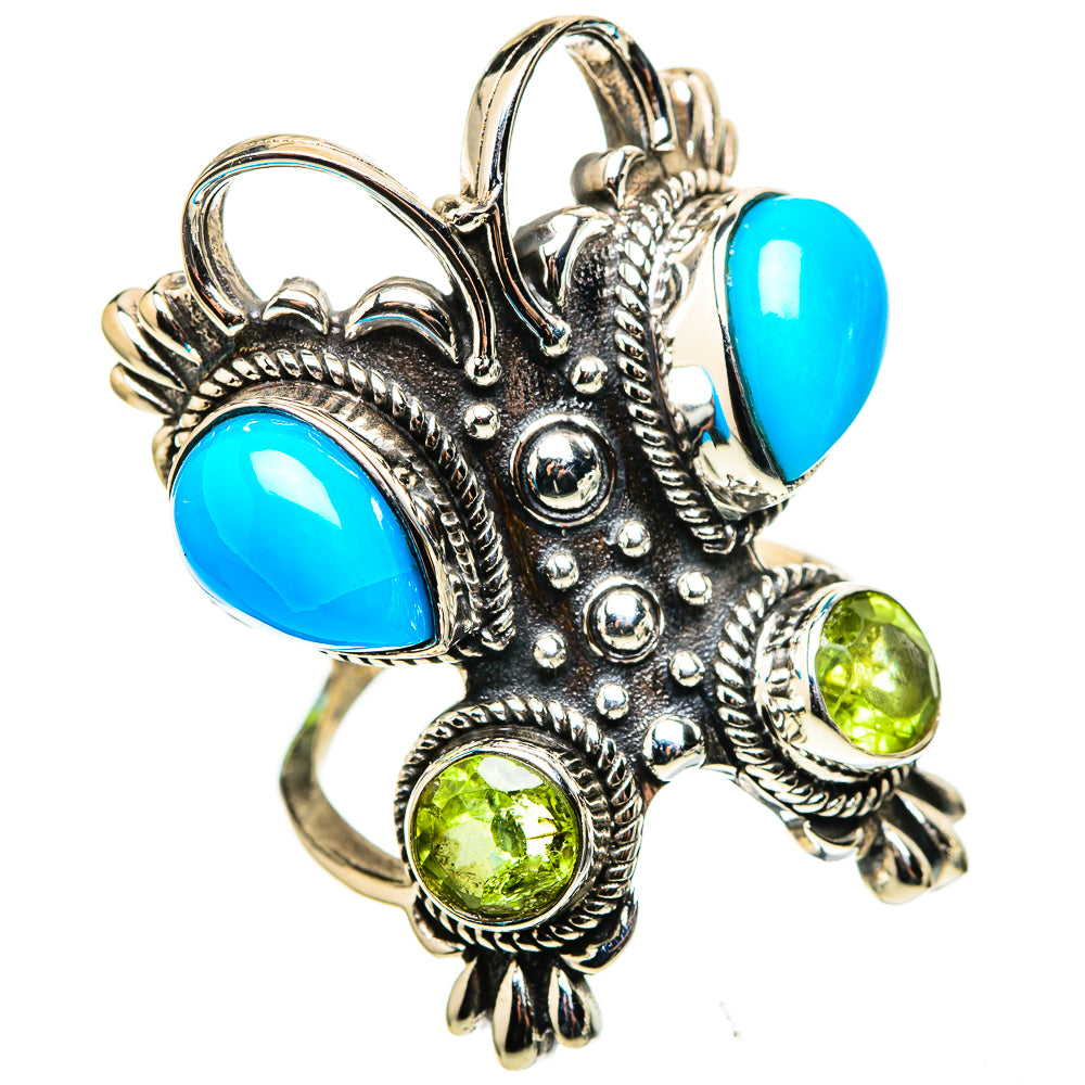 Large Sleeping Beauty Turquoise, Peridot 925 Sterling Silver Ring Size 6.25 (925 Sterling Silver) RING137767
