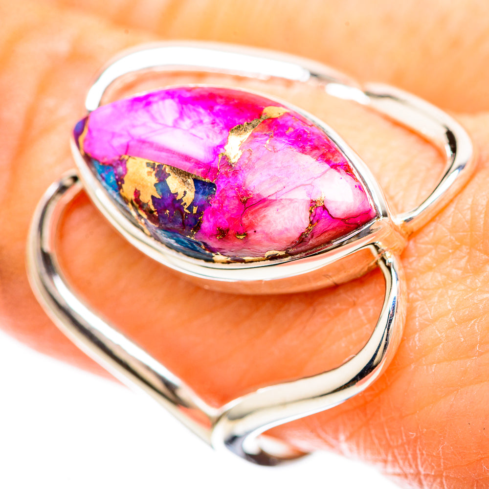 Kingman Pink Dahlia Turquoise Ring Size 9.25 (925 Sterling Silver) RING136401