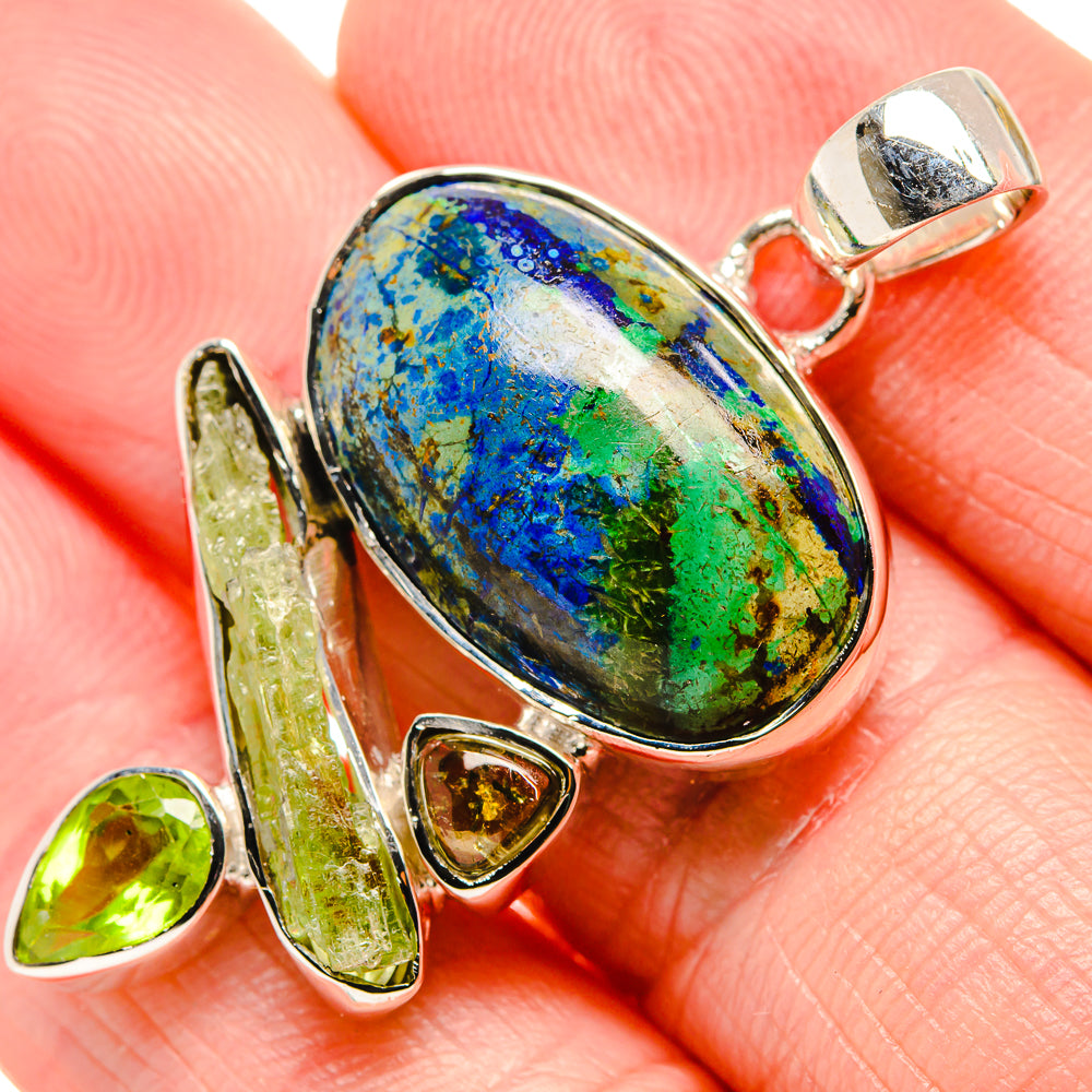 Chrysocolla, Peridot Pendant 1 3/4" (925 Sterling Silver) PD36306