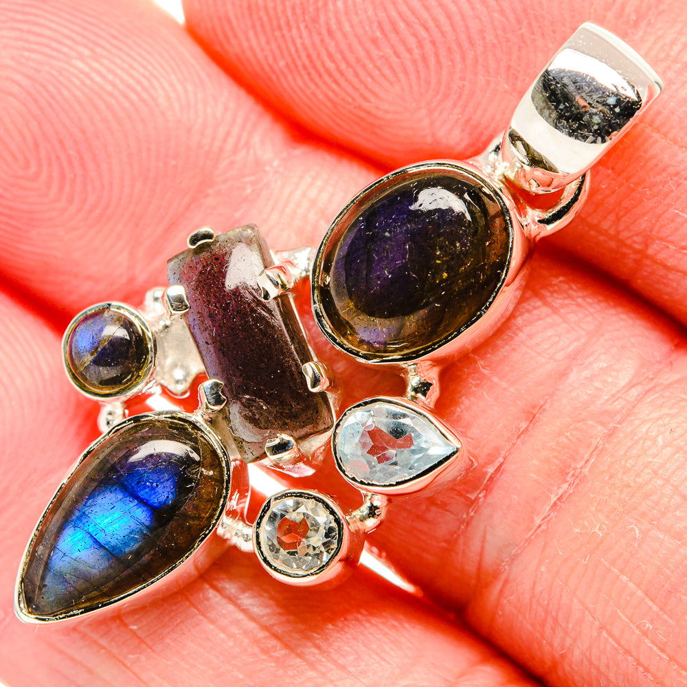Labradorite, Blue Topaz Pendant 1 3/4" (925 Sterling Silver) PD36763