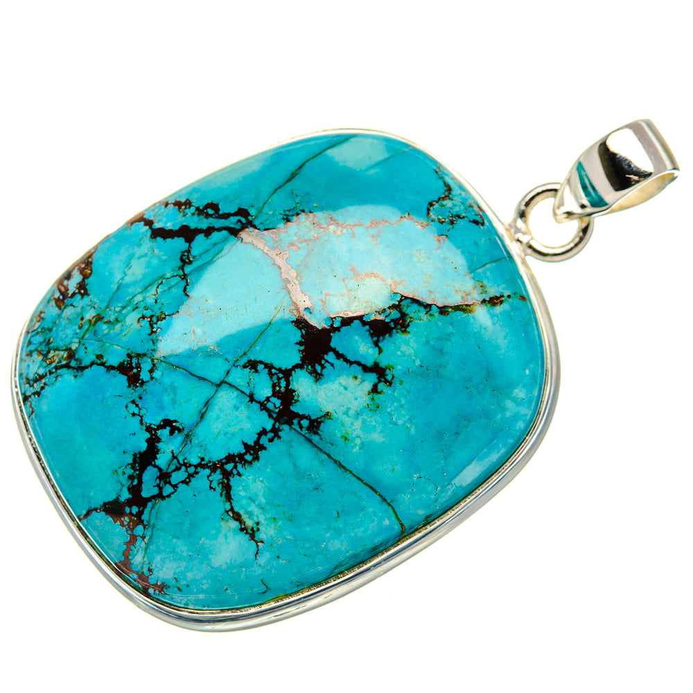 Tibetan Turquoise Pendant 1 7/8" (925 Sterling Silver) PD37100