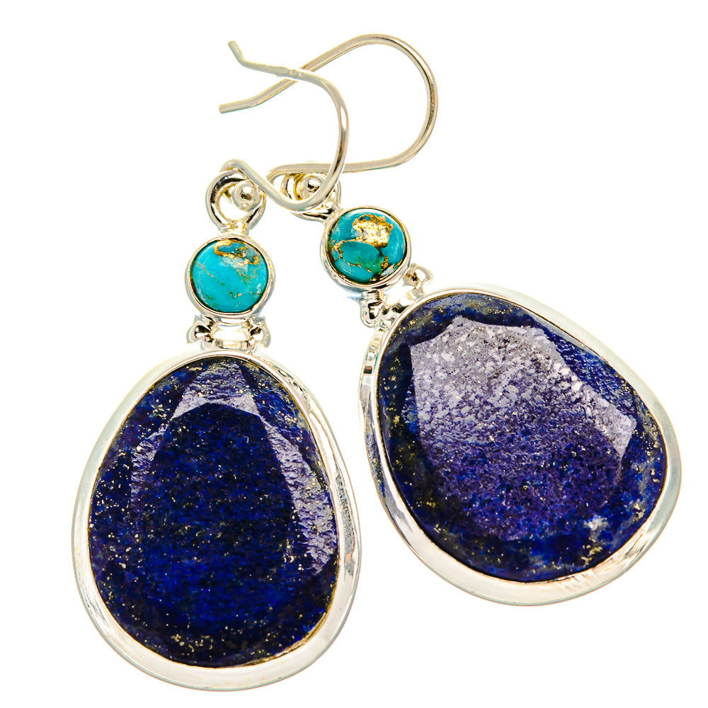 Lapis Lazuli, Blue Copper Composite Turquoise Earrings 1 3/4" (925 Sterling Silver) EARR431847