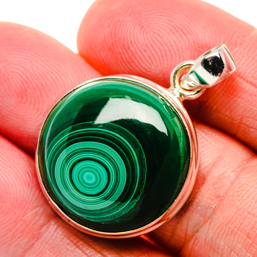 Malachite Pendant 1 3/8" (925 Sterling Silver) PD37281