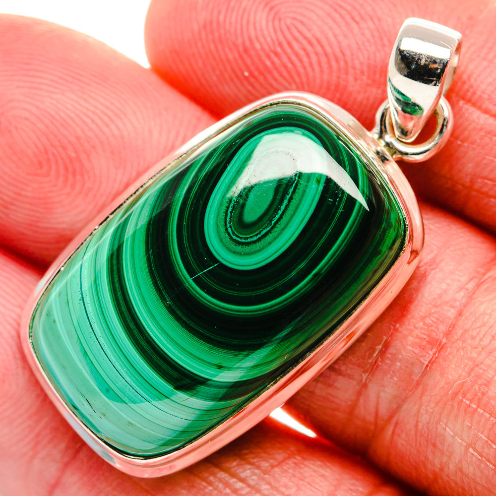Malachite Pendant 1 3/4"  (925 Sterling Silver) PD37199