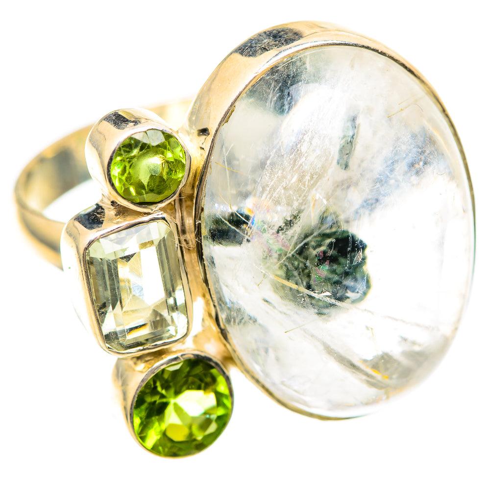 Large Green Quartz Crystal, Green Amethyst, Peridot Ring Size 8.75 (925 Sterling Silver) RING136344