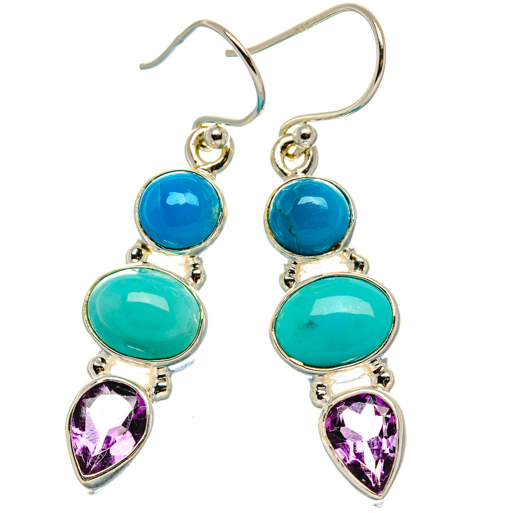 Sleeping Beauty Turquoise, Amethyst 925 Sterling Silver Earrings 1 3/4" E431770
