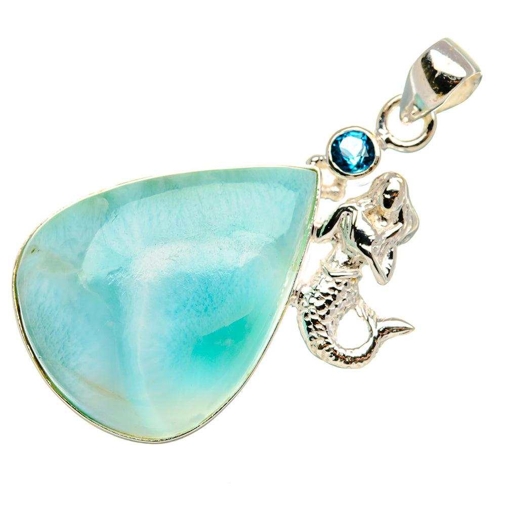 Larimar, Blue Topaz Pendant 1 7/8" (925 Sterling Silver) PD37553