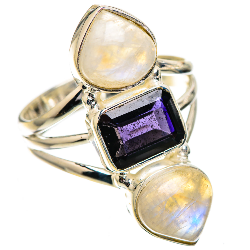 Faceted Tanzanite, Rainbow Moonstone Ring Size 8.75 (925 Sterling Silver) RING135827