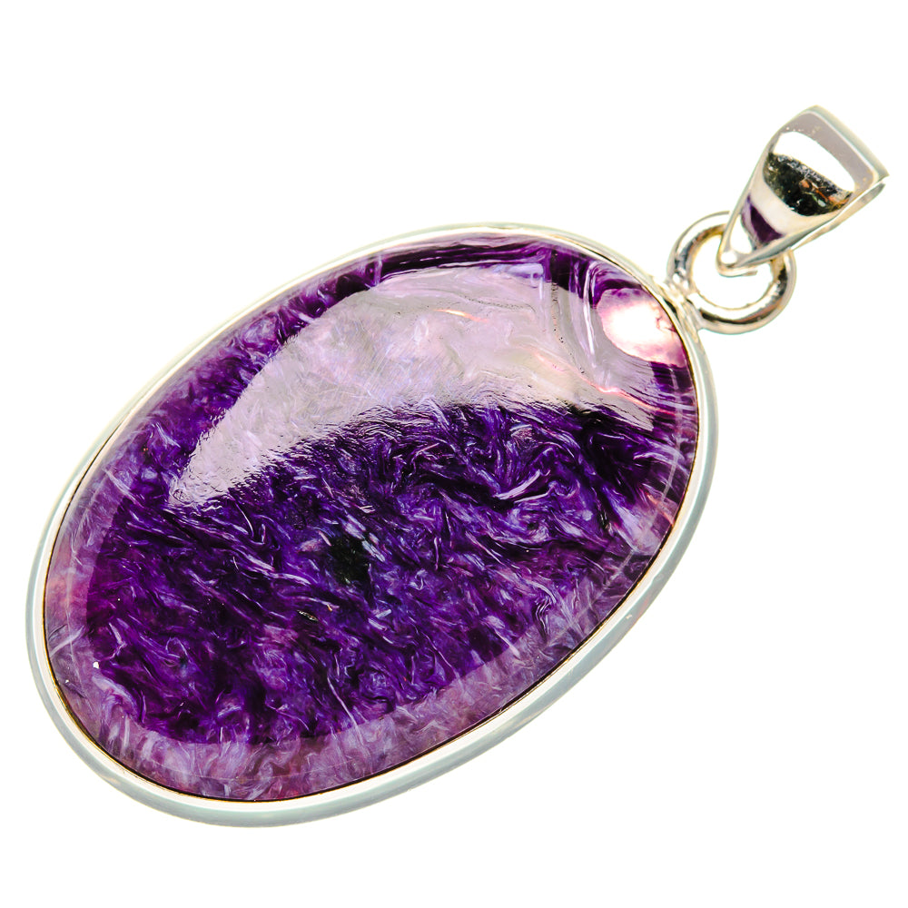 Charoite Pendant 1 3/4" (925 Sterling Silver) PD37505