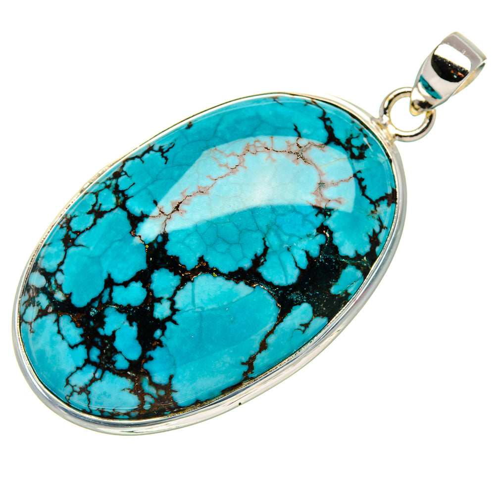 Tibetan Turquoise Pendant 2 1/4" (925 Sterling Silver) PD36957