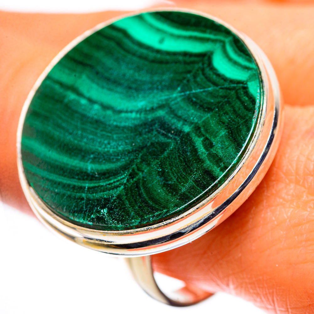 Huge Malachite Ring Size 10 (925 Sterling Silver) RING136179