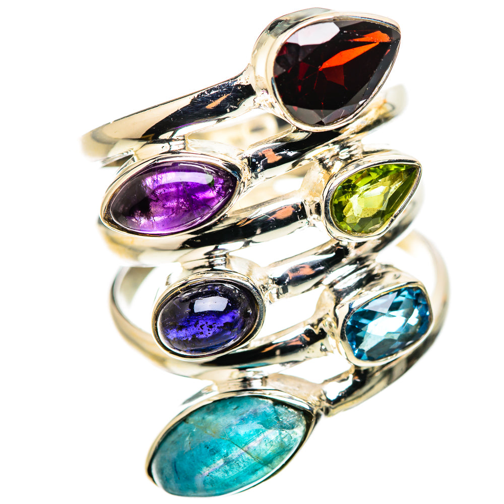 Garnet, Apatite, Blue Topaz, Tanzanite, Amethyst, Peridot Ring Size 8 (925 Sterling Silver) RING134801