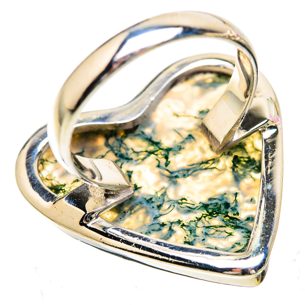 Large Green Moss Agate Ring Size 10 (925 Sterling Silver) RING135908