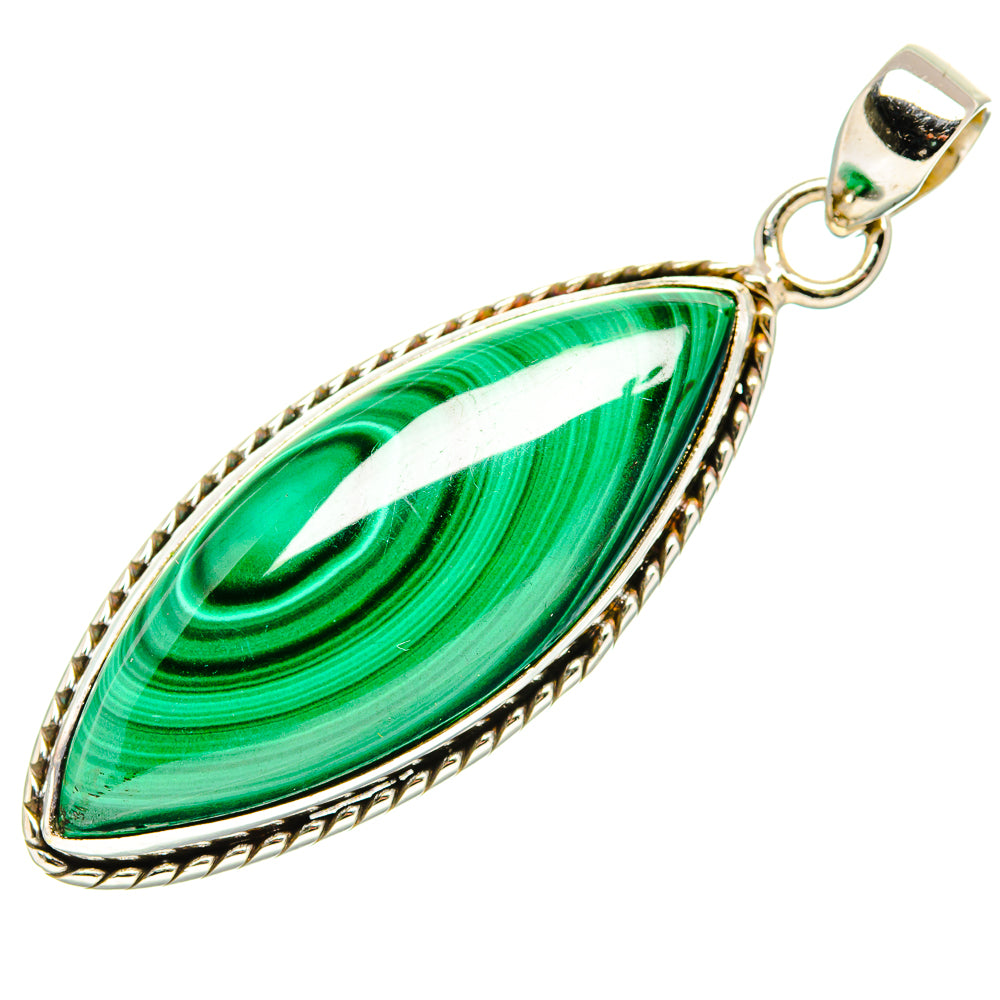 Malachite Pendant 2" (925 Sterling Silver) PD36869