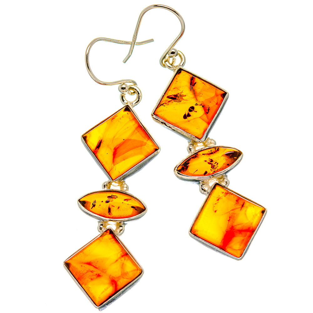 Baltic Amber Earrings 2 1/4" (925 Sterling Silver) EARR431750