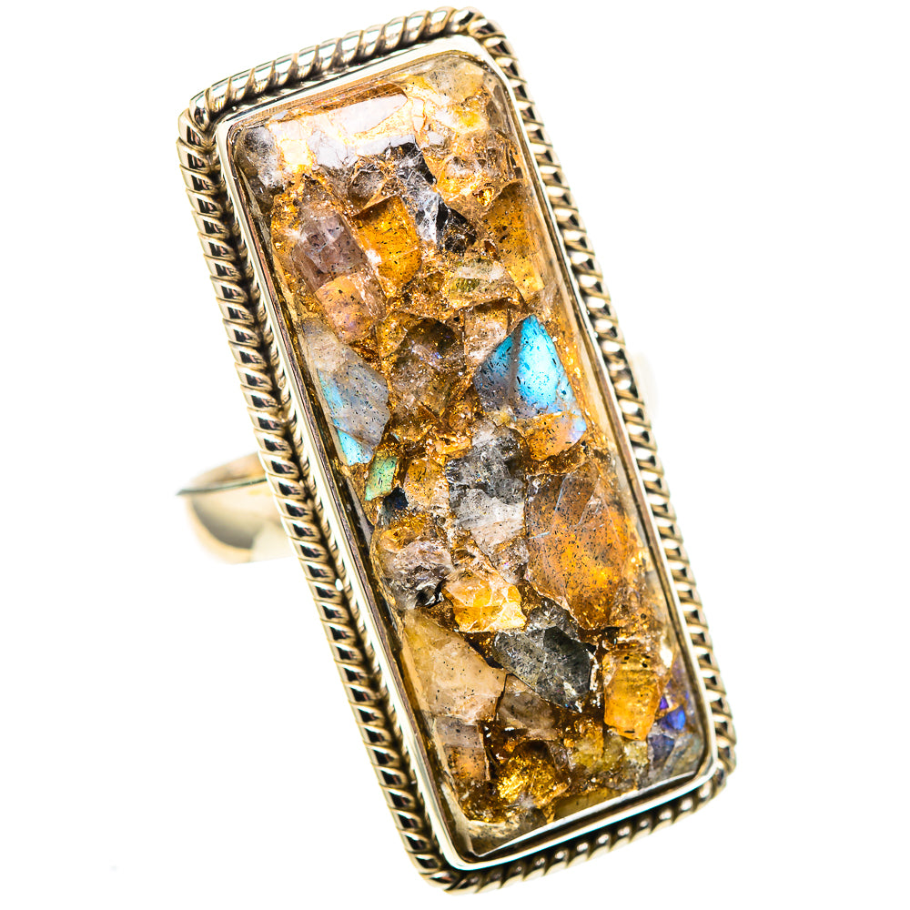Huge Brecciated Labradorite Ring Size 8.5 (925 Sterling Silver) RING136920