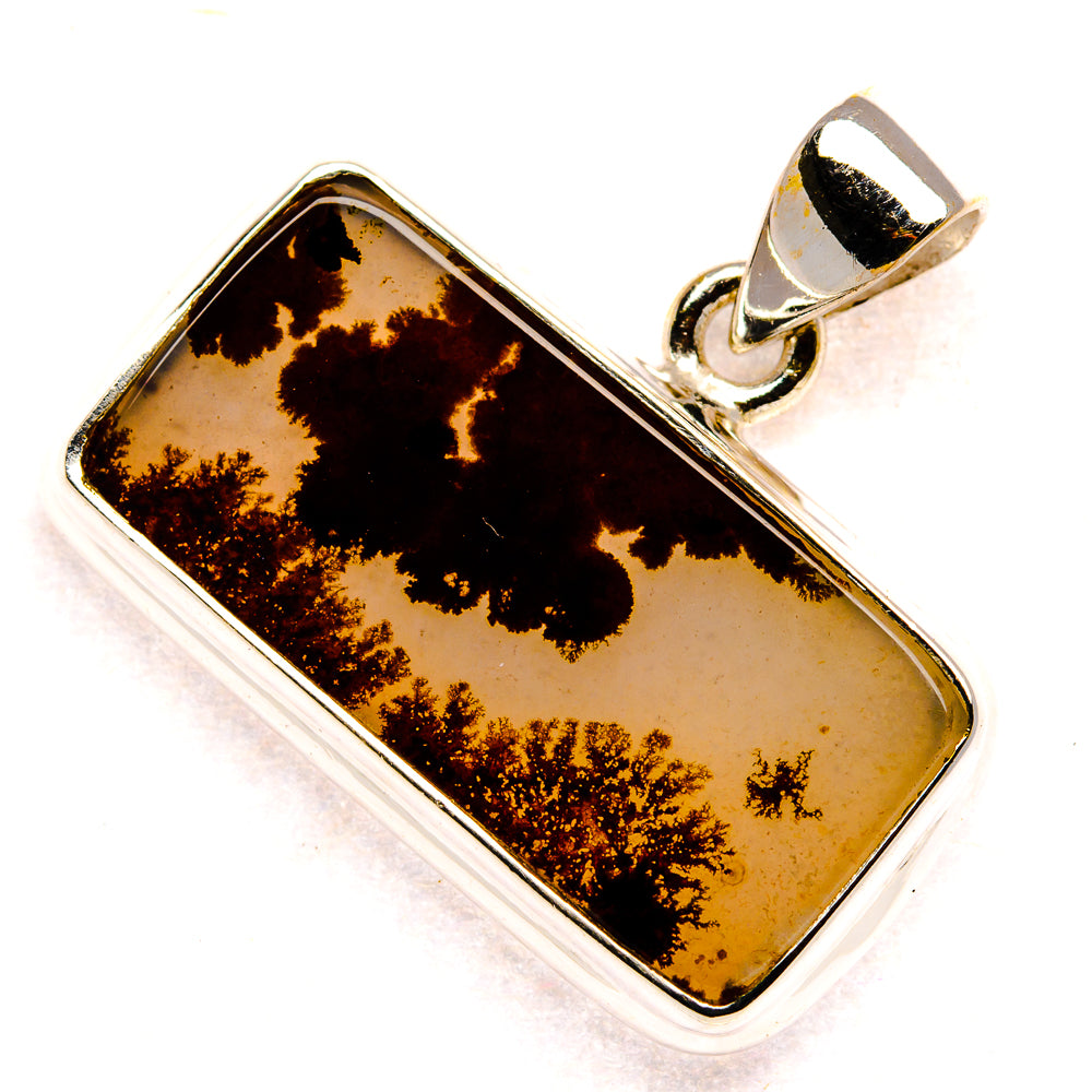 Scenic Dendritic Agate 925 Sterling Silver Pendant 1" Ana Co P37087