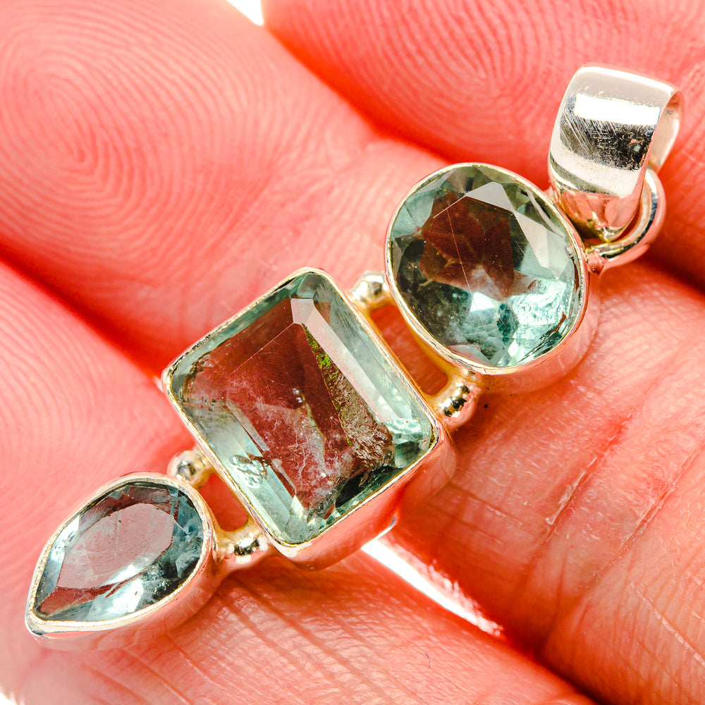 Faceted Green Fluorite Pendant 1 3/4" (925 Sterling Silver) PD37341