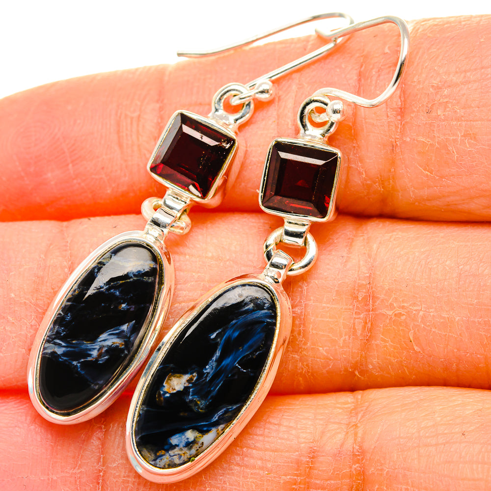 Pietersite, Garnet Earrings 2" (925 Sterling Silver) EARR431800