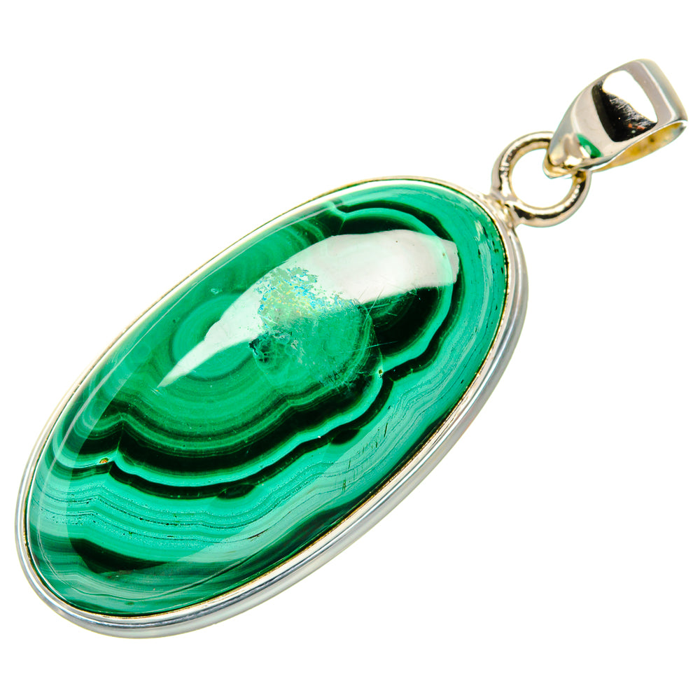 Malachite Pendant 1 3/4" (925 Sterling Silver) PD37071