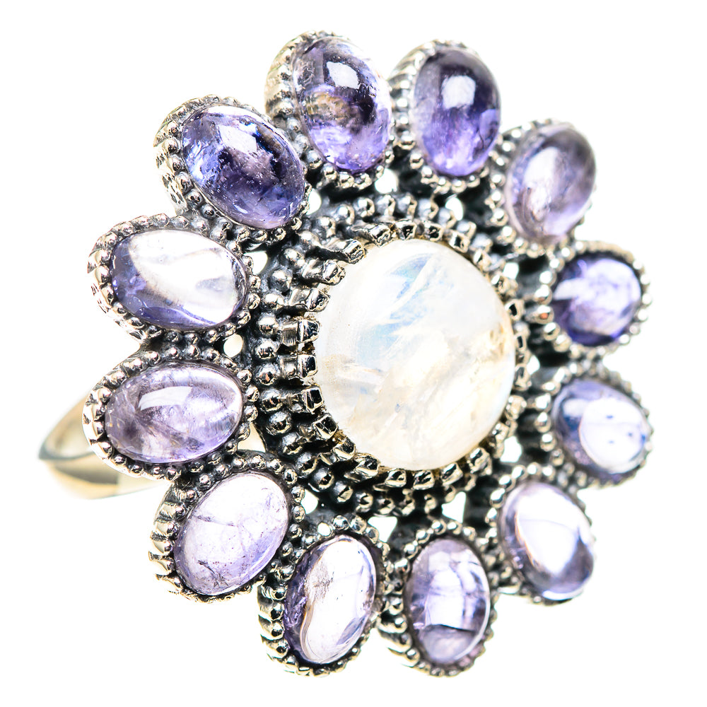 Large Rainbow Moonstone, Tanzanite Ring Size 8.5 (925 Sterling Silver) RING136954
