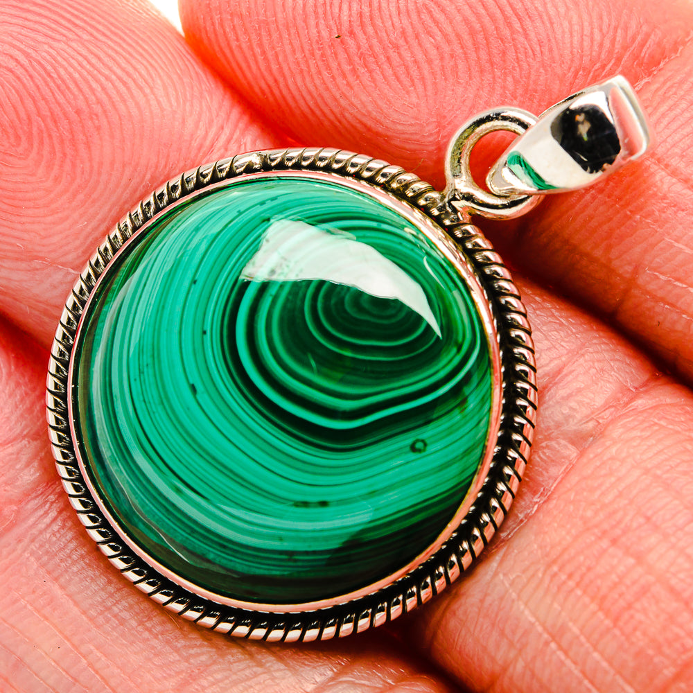 Malachite Pendant 1 1/2" (925 Sterling Silver) PD36979