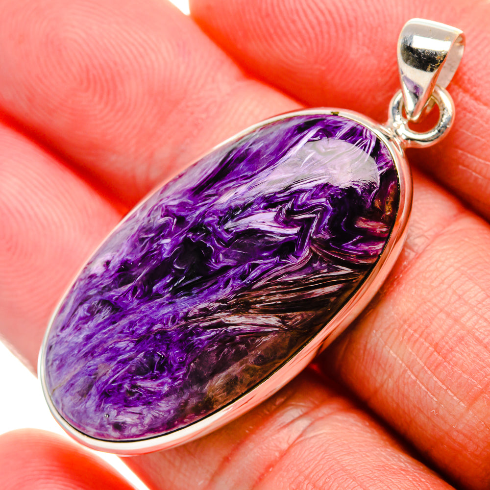 Charoite Pendant 1 7/8" (925 Sterling Silver) PD37449