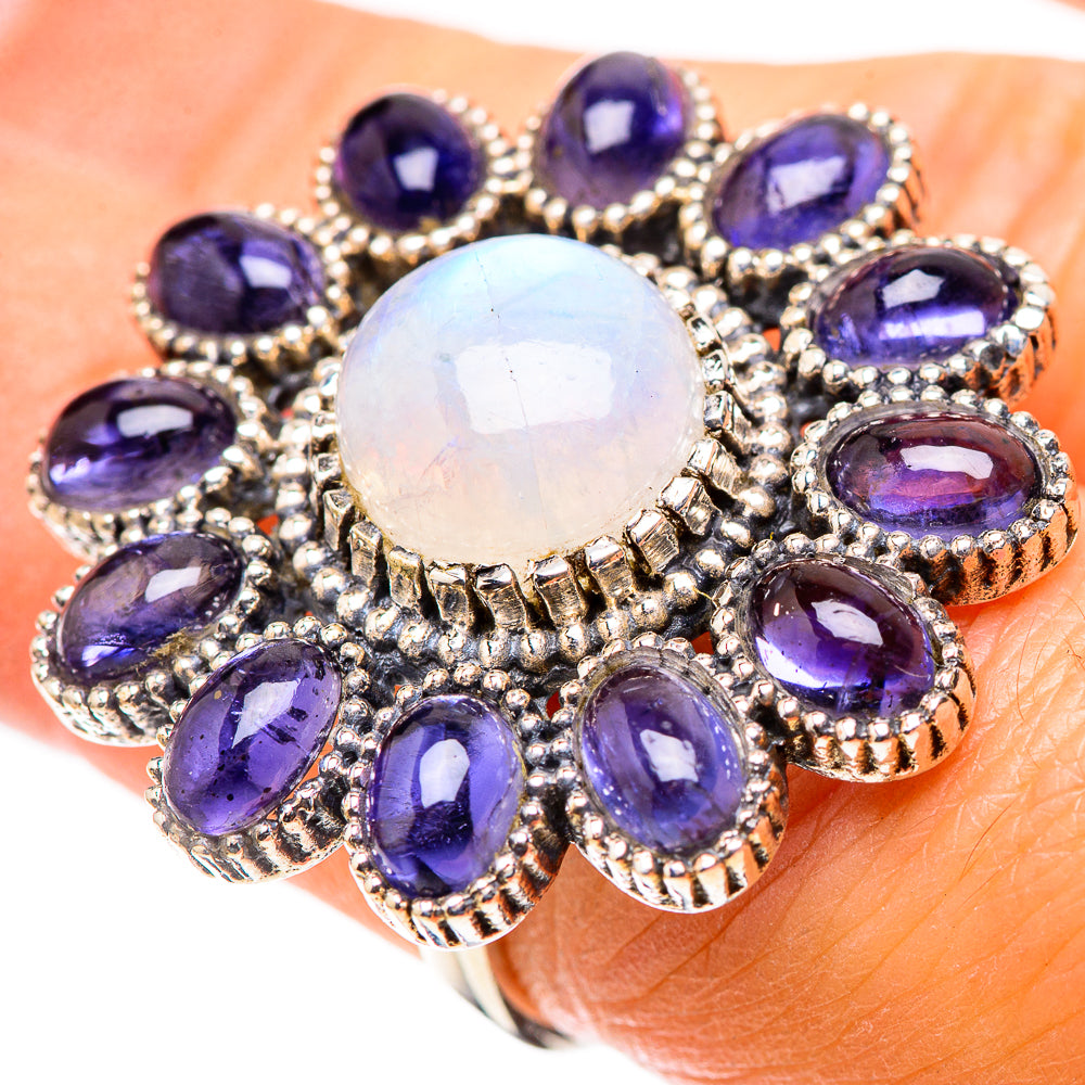Large Rainbow Moonstone, Tanzanite 925 Sterling Silver Ring Size 6.25 (925 Sterling Silver) RING137758