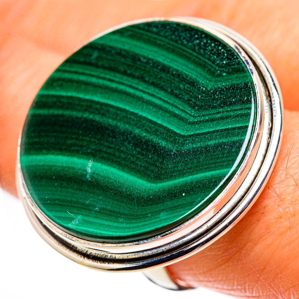 Huge Malachite Ring Size 8.5 (925 Sterling Silver) RING136201
