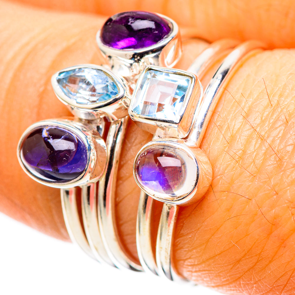 Tanzanite, Amethyst, Blue Topaz, Rainbow Moonstone 925 Sterling Silver Ring Size 6.75 (925 Sterling Silver) RING137737