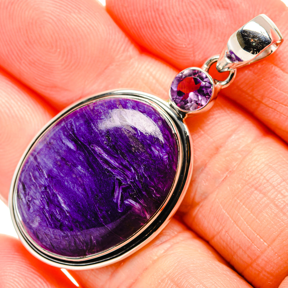 Charoite, Amethyst Pendant 2" (925 Sterling Silver) PD36286