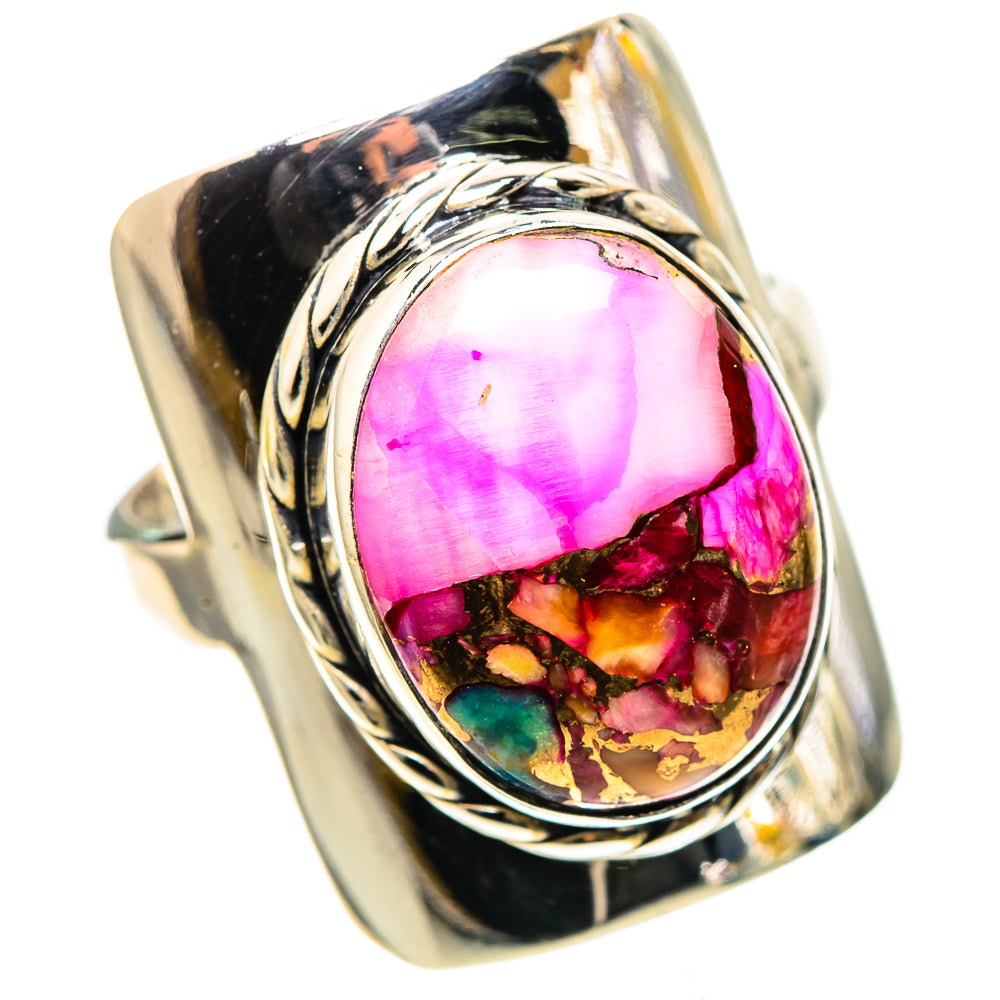 Kingman Pink Dahlia Turquoise 925 Sterling Silver Ring Size 8.5 (925 Sterling Silver) RING137659