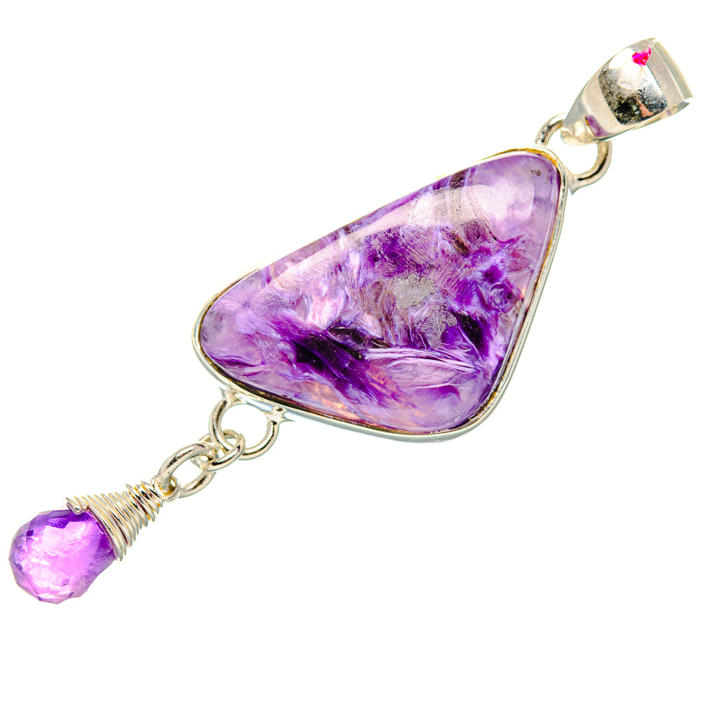 Charoite, Amethyst Pendant 2 1/4" (925 Sterling Silver) PD36831