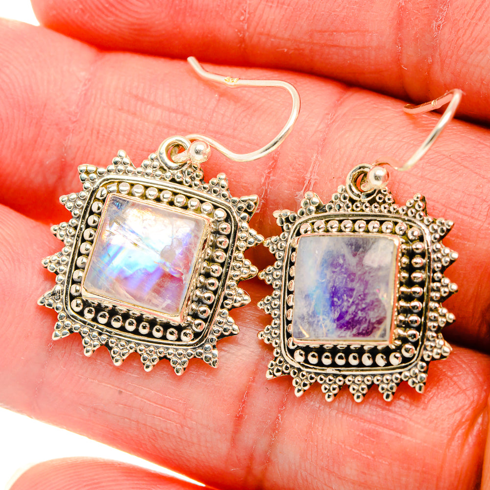Rainbow Moonstone 925 Sterling Silver Earrings 1 1/4" Ana Co E431814
