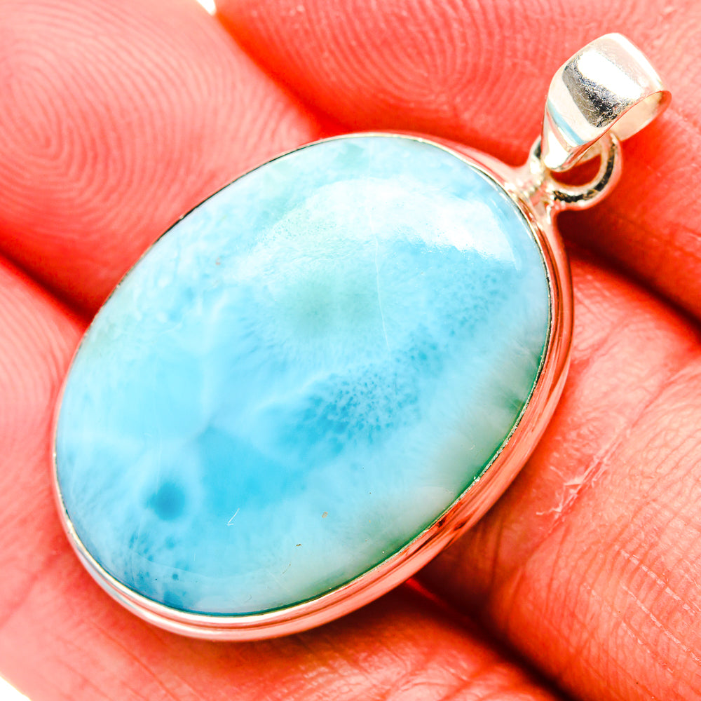 Larimar 925 Sterling Silver Pendant 1 1/2" Ana Co P37382