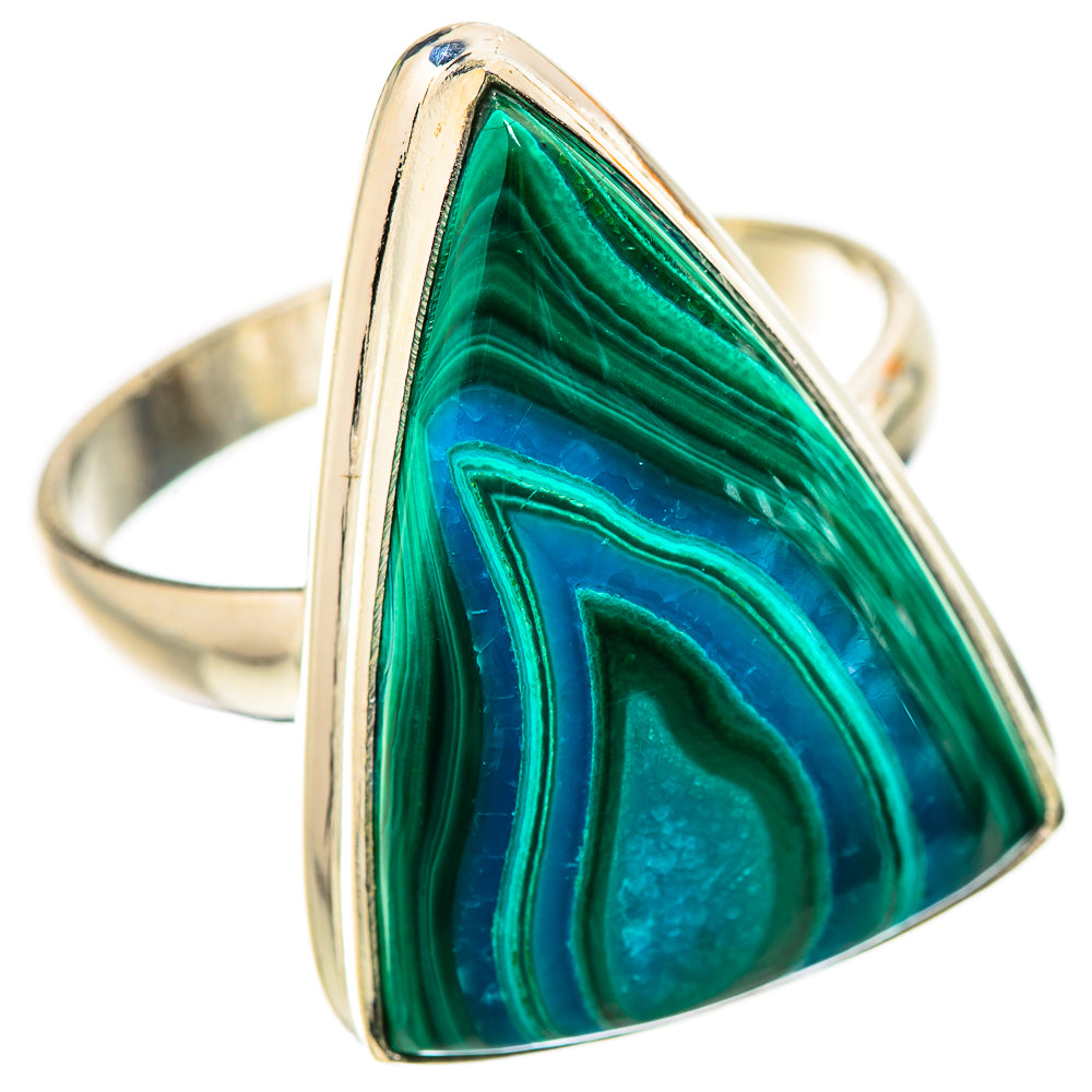 Anasilvercos Large Malachite In Chrysocolla Ring Size 11.75 (925 Sterling Silver)