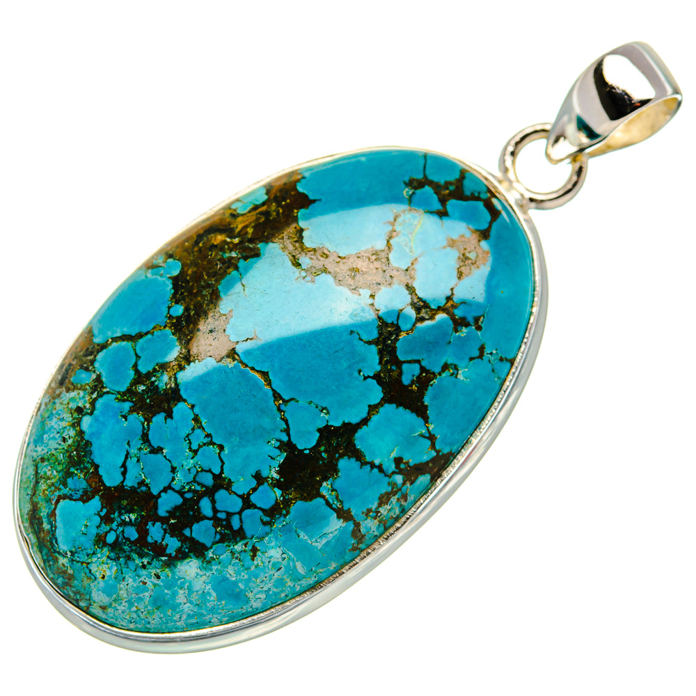 Tibetan Turquoise 925 Sterling Silver Pendant 2" Ana Co P37035