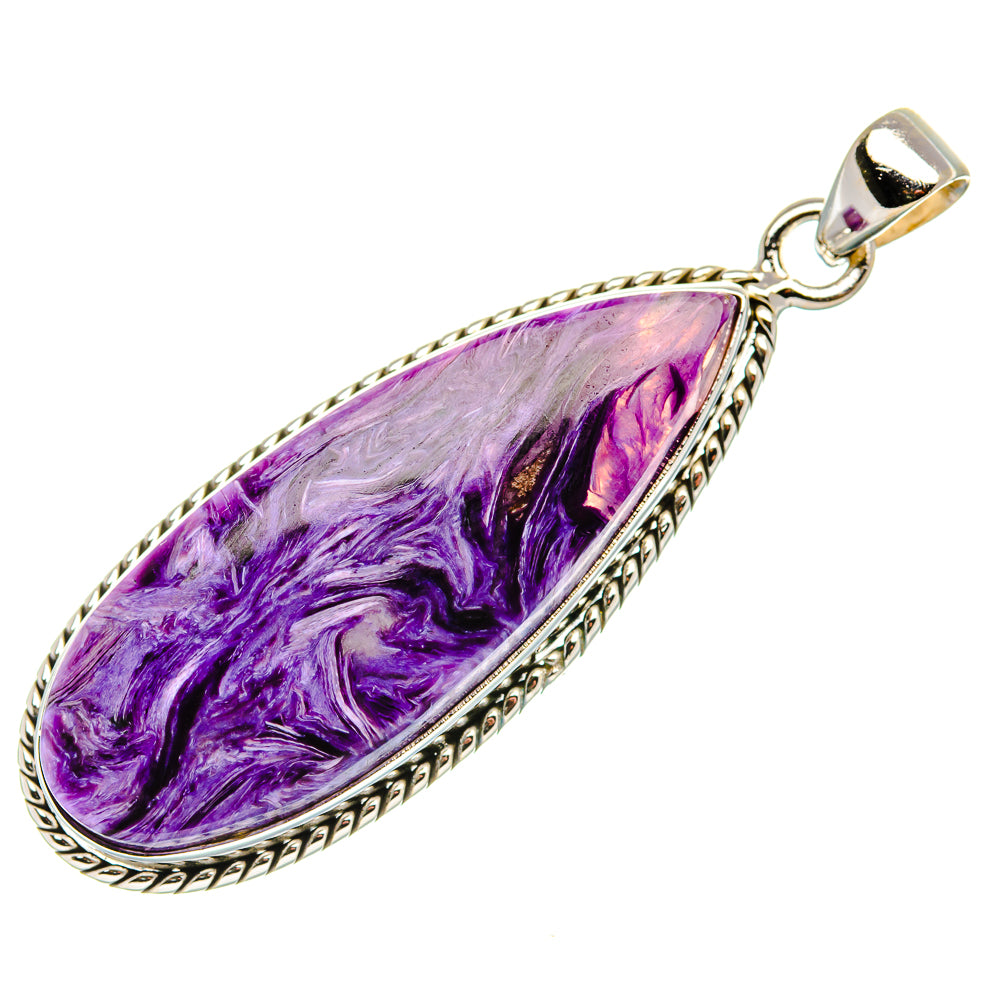 Charoite Pendant 2 1/8" (925 Sterling Silver) PD37448
