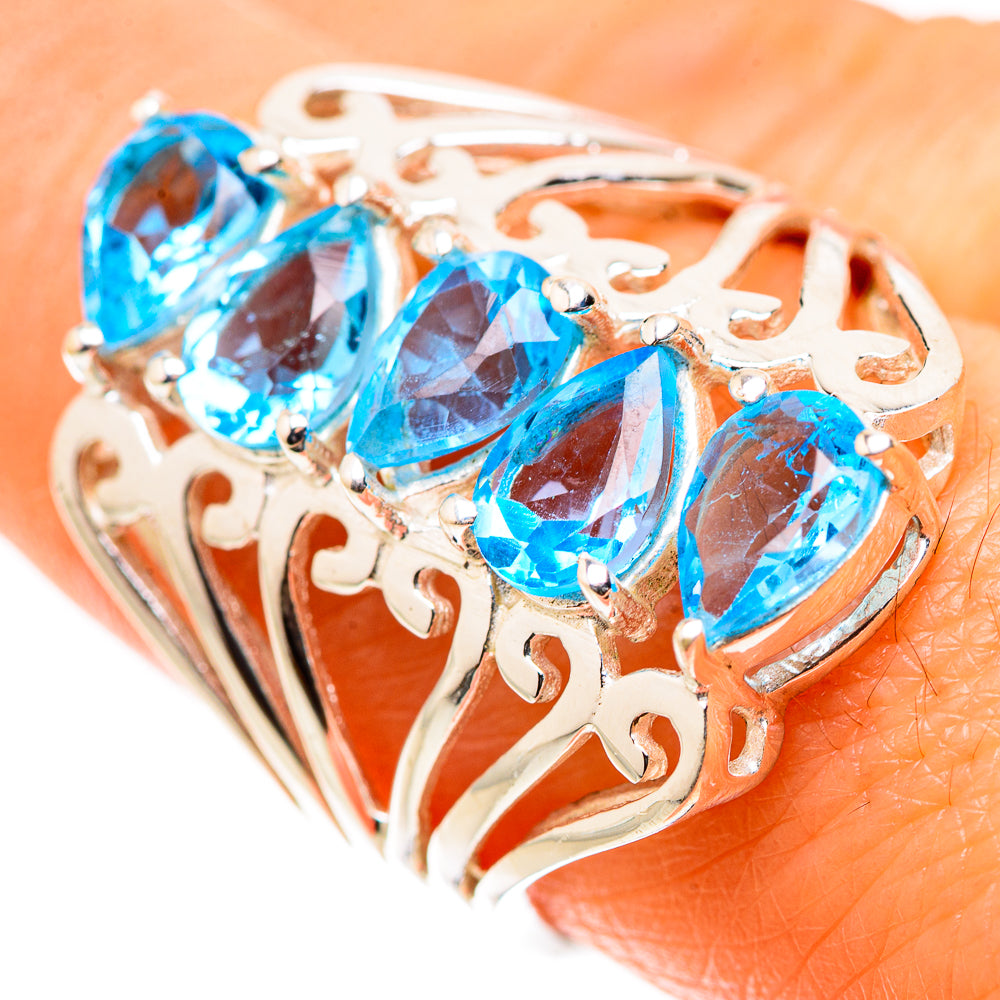 Anasilvercos Blue Topaz Ring Size 8 (925 Sterling Silver)