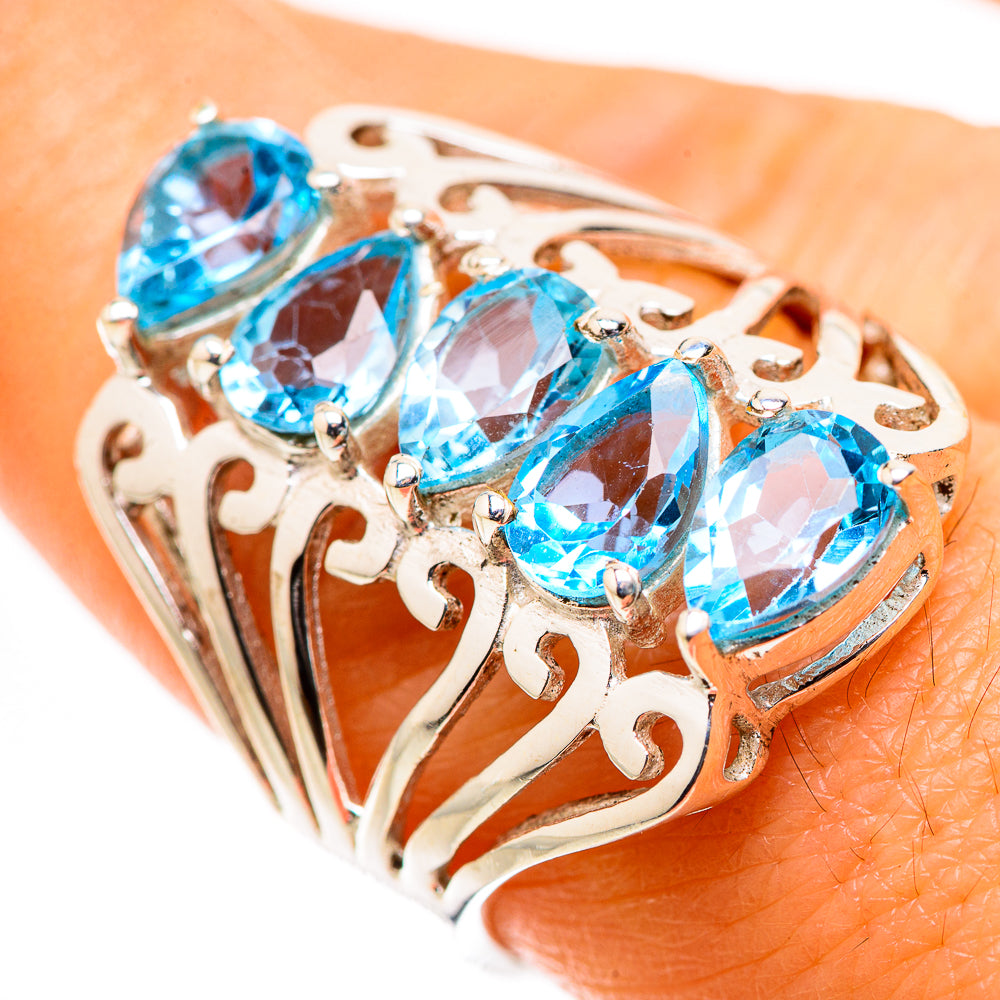 Anasilvercos Blue Topaz Ring Size 8.25 (925 Sterling Silver)