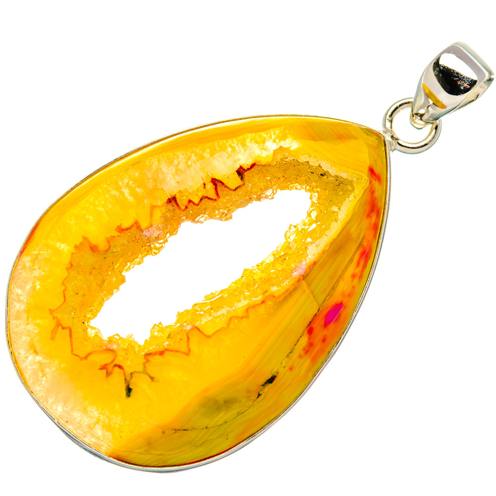 Yellow Window Druzy Pendant 2 1/4" (925 Sterling Silver) PD37153