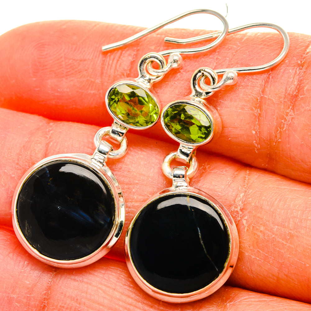 Pietersite, Peridot Earrings 1 3/4"  (925 Sterling Silver) EARR431640