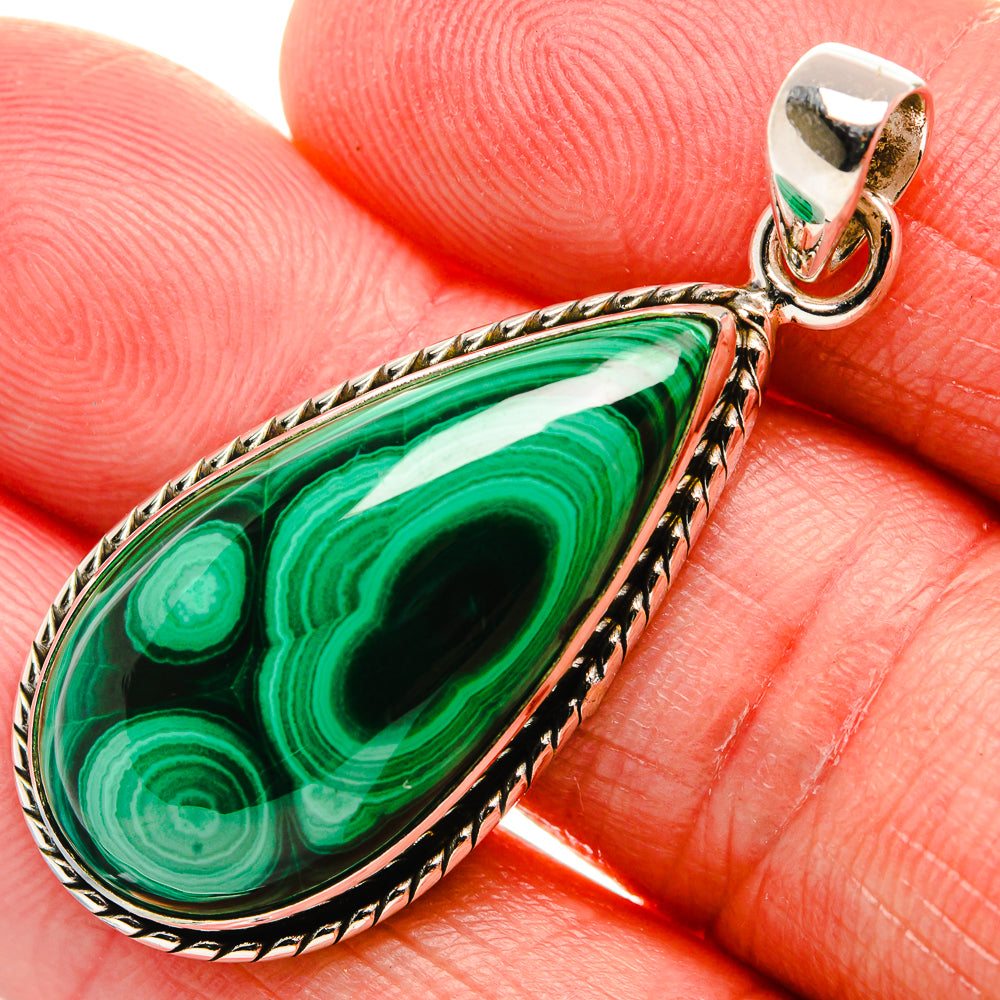 Malachite Pendant 1 3/4" (925 Sterling Silver) PD37123
